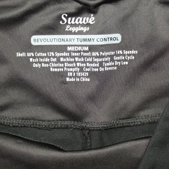 Suave Leggings Revolutionary Tummy Control Size M Black Silver Metallic Accent - Picture 3 of 4